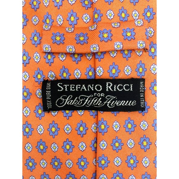 Stefani Ricci Saks Fifth Avenue Pink Paisley Italy Mens Silk Tie Neck Luxury - Picture 5 of 5